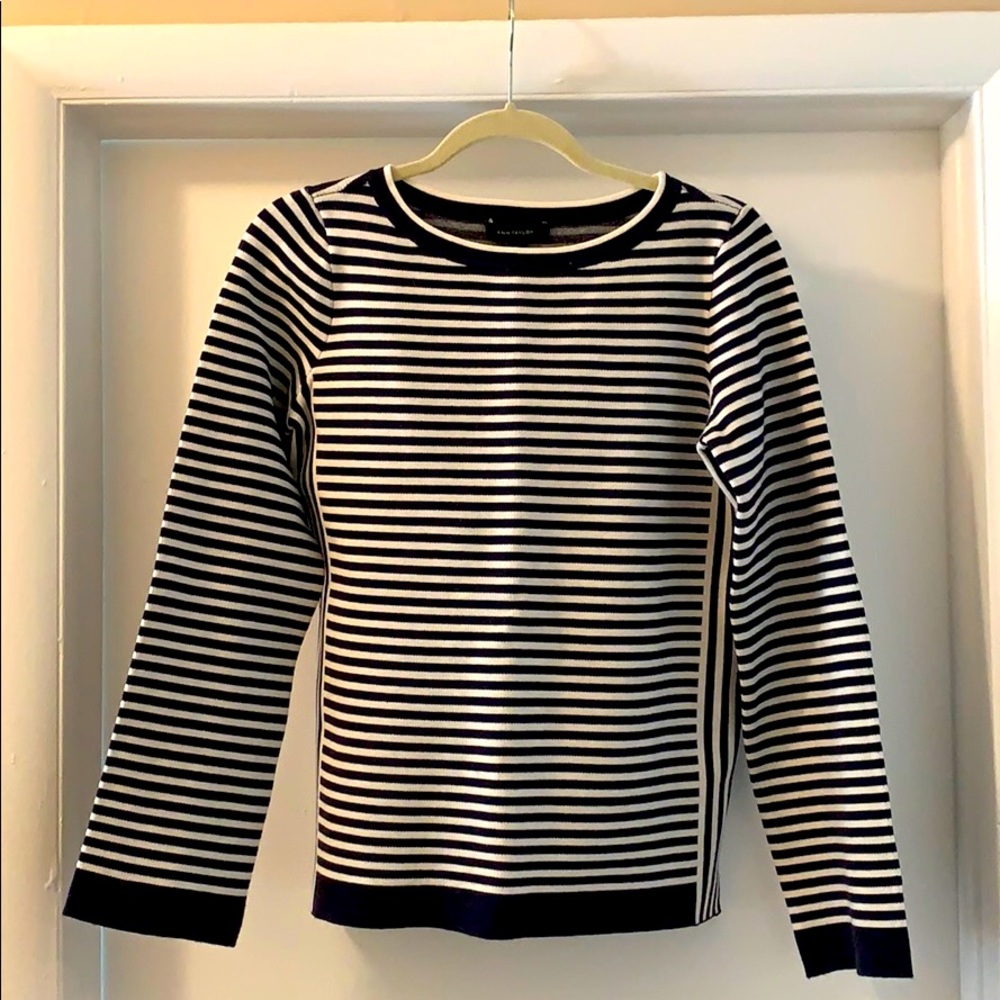ANN TAYLOR navy striped sweater